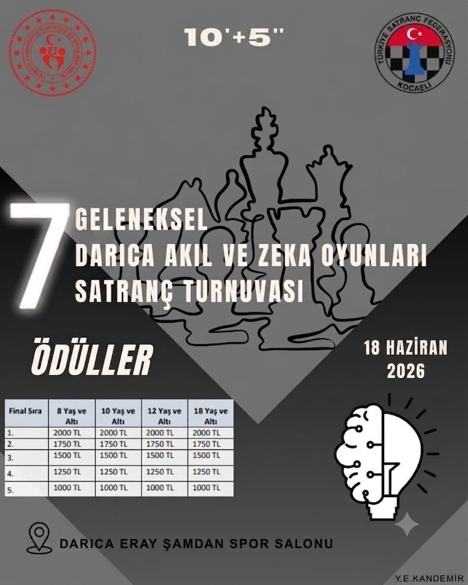 7. Geleneksel Darıca Akıl Ve Zeka Oyunları Hızlı Satranç Turnuvası