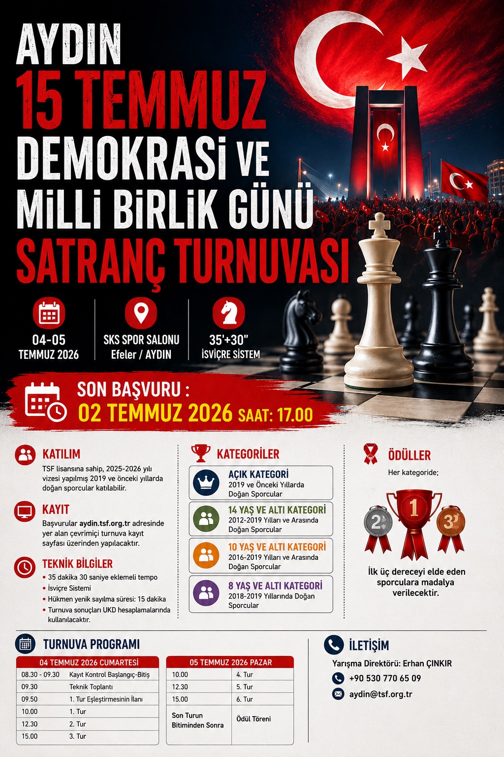 Aydın 15 Temmuz Demokrasi Ve Milli Birlik Günü Satranç Turnuvası