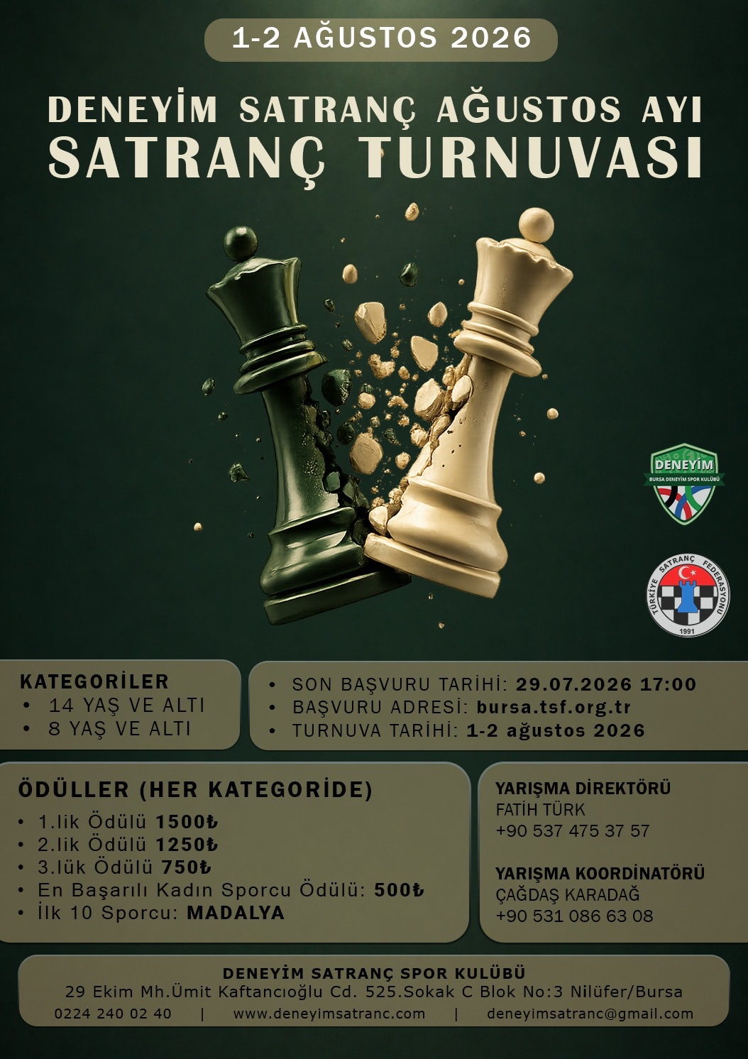 Deneyim Satranç Ağustos Ayı Satranç Turnuvası