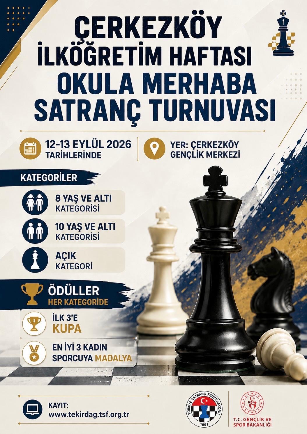 Çerkezköy İlköğretim Haftası Okula Merhaba Satranç Turnuvası